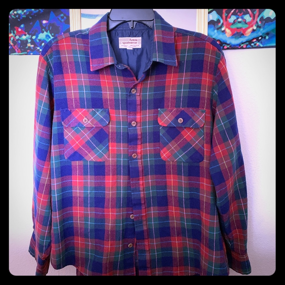 Vintage Flannel Plaid Shirt Arrow Sportswear